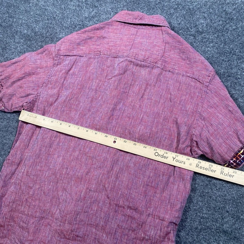 Robert Graham 100% Linen Flip Cuff Short Sleeve Button Shirt Mens Small Designer - Picture 7 of 7